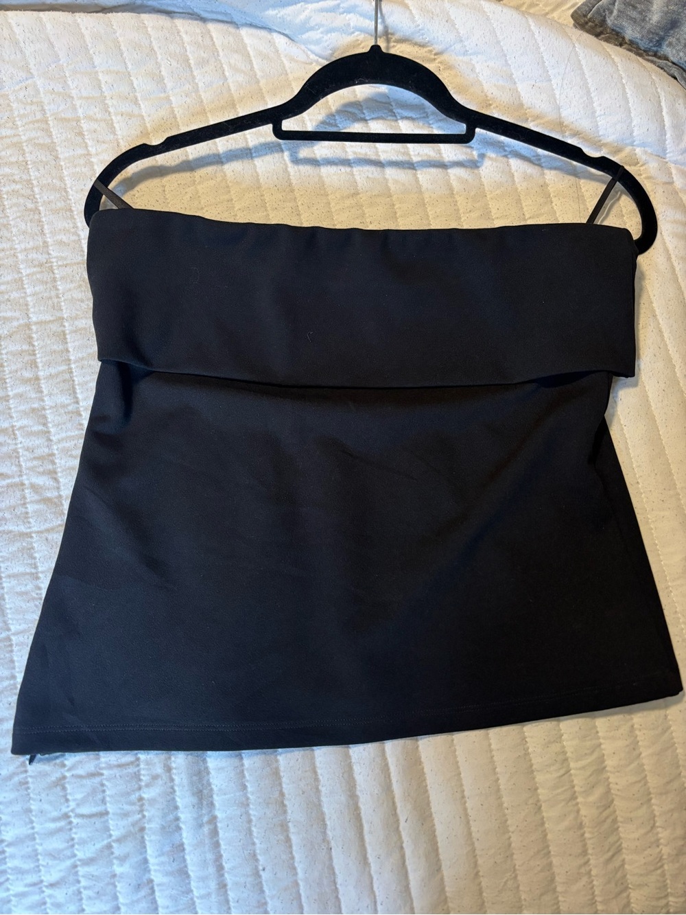 OAK + FORT Black Fold-Over Tube Top
